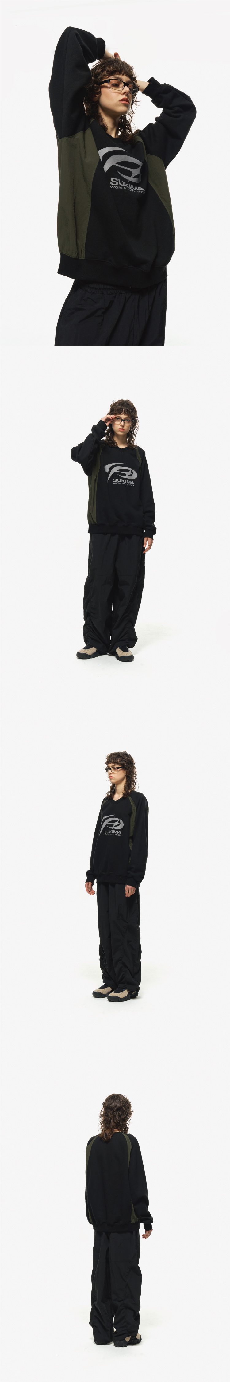 RAGLAN PANEL SWEATSHIRT - 3 COLORS BLACK