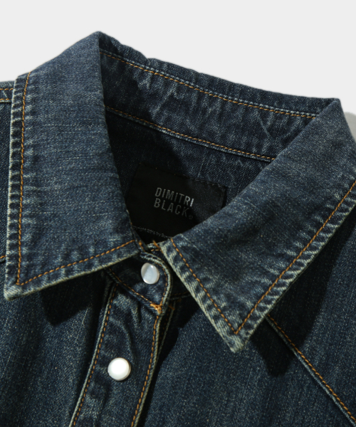 BIO WASHING WESTERN DENIM SHIRT_INDIGO