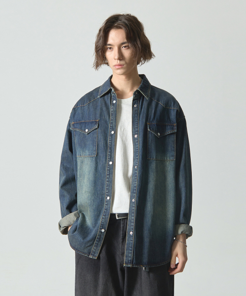BIO WASHING WESTERN DENIM SHIRT_INDIGO
