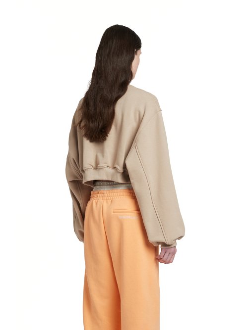 Logo Cropped Sweatshirt_Beige