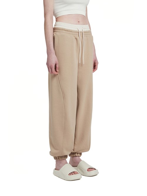 Double waistband Lounge Pants_Beige