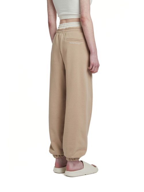 Double waistband Lounge Pants_Beige