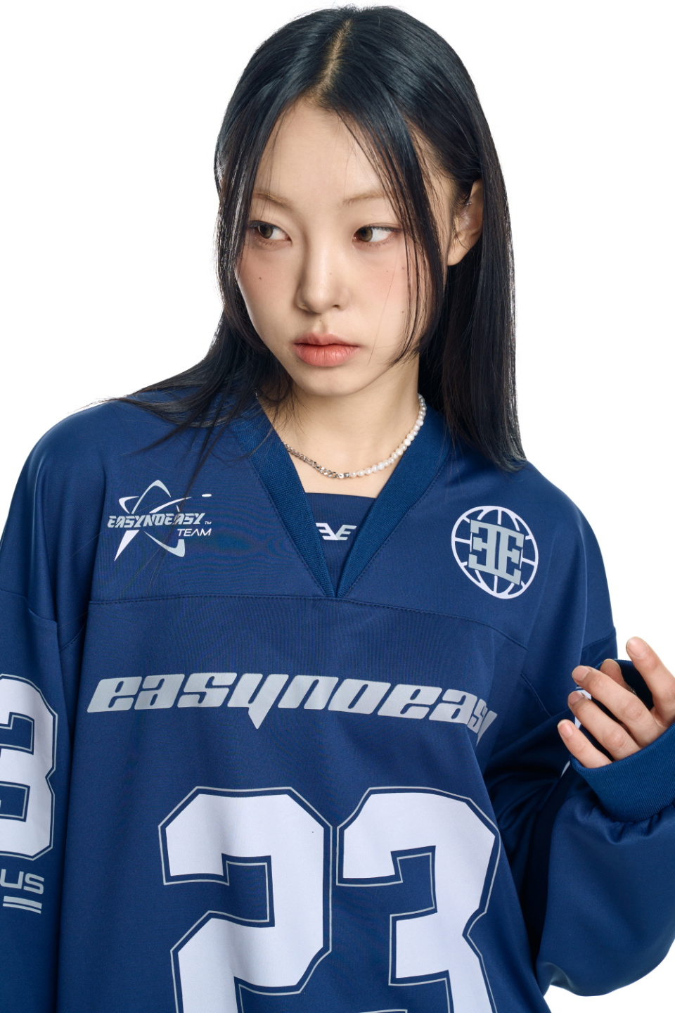 MUSINSA公式 | EASY NO EASY Long Sleeve Football Jersey - Navy