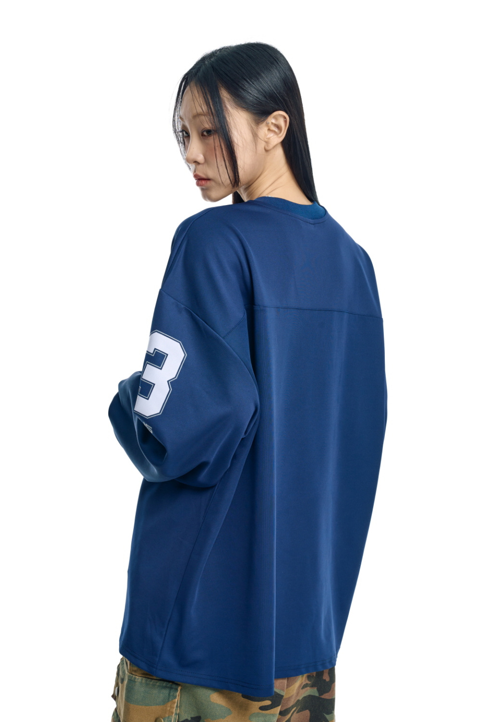 MUSINSA公式 | EASY NO EASY Long Sleeve Football Jersey - Navy