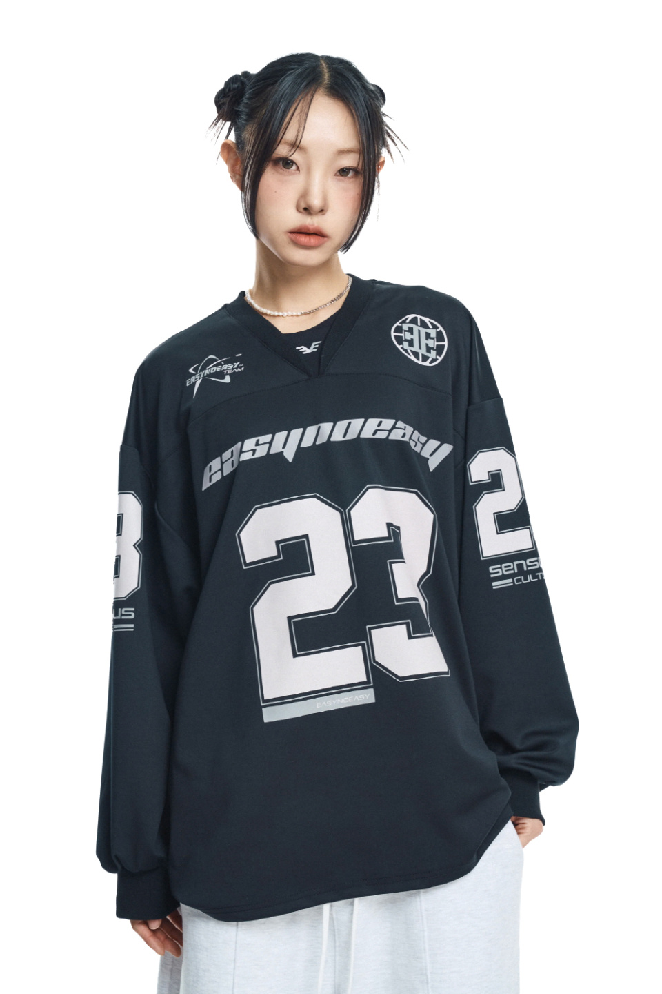 EASY NO EASY☆Long Sleeve Football Jersey MUSINSA | EASY NO EASY Long Sleeve Football Jersey - Navy