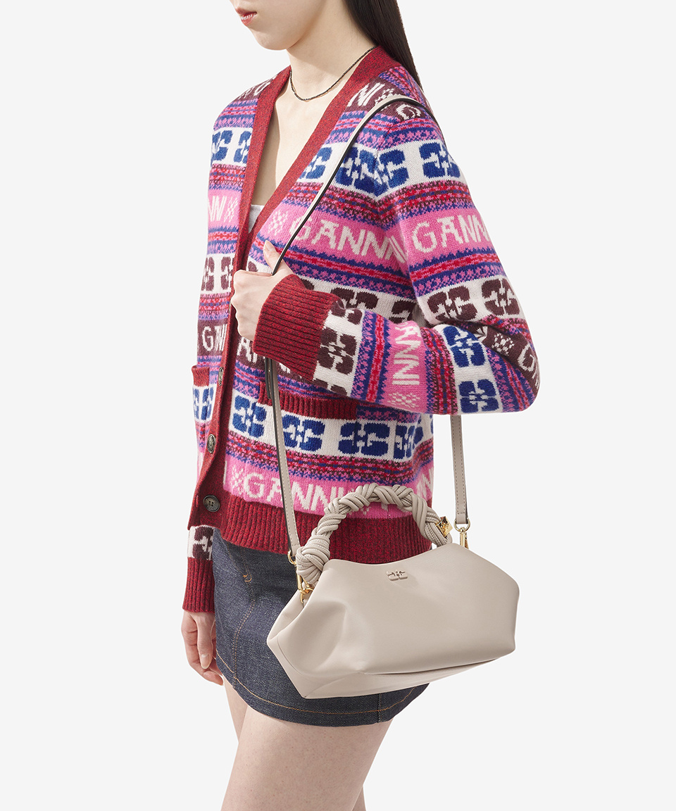 ★Ganni★ Small Gani Bue Crossbody Bag Oyster Grey A5245873 Oyster Gray Light Grey Small GANNI Bou Bag | GANNI US
