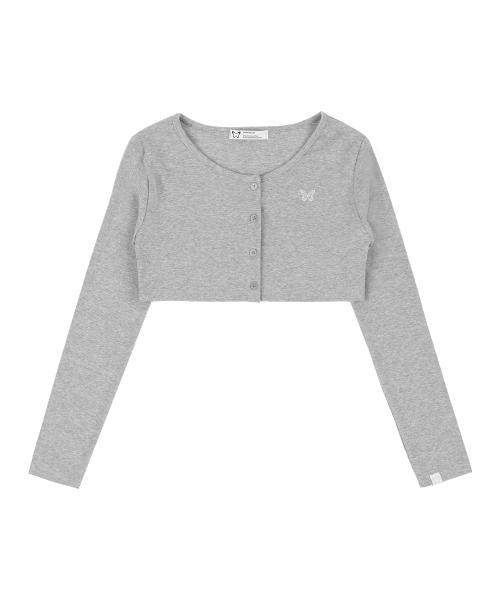 [NF] SLOPE BOLERO CARDIGAN (MELANGE GRAY)_F24QB271