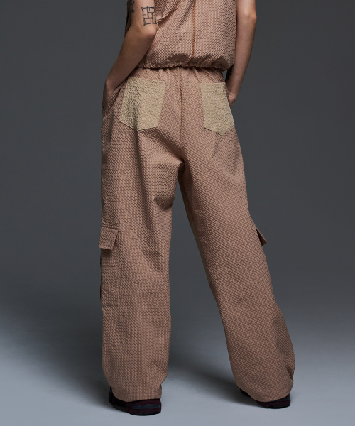 [NF] WAFFLE CHECK UTILITY NYLON PANTS (PEACH PINK)_F24QD866