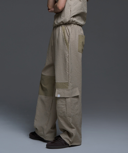 [NF] WAFFLE CHECK UTILITY NYLON PANTS (BEIGE)_F24QD866