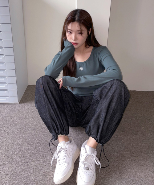 STITCH UNECK COTTON SPAN LONG SLEEVE [5color]