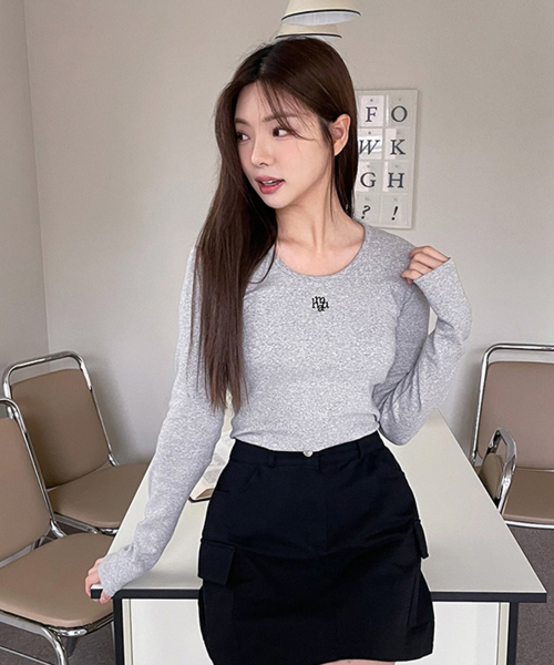 STITCH UNECK COTTON SPAN LONG SLEEVE [5color]