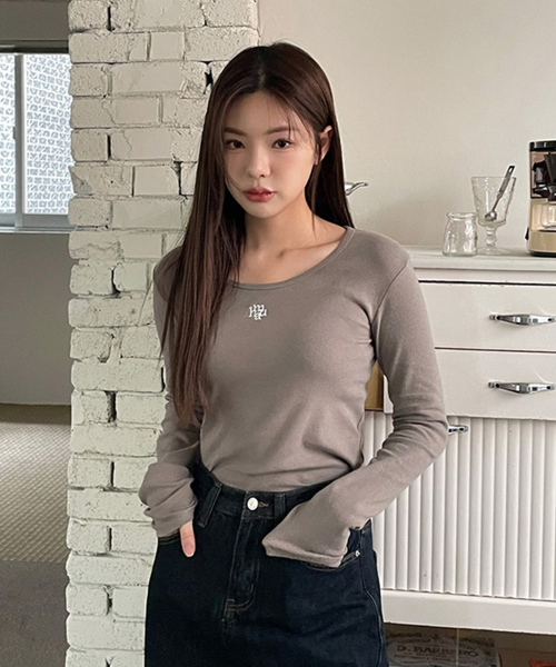 STITCH UNECK COTTON SPAN LONG SLEEVE [5color]