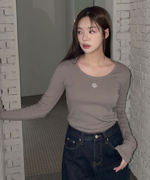 STITCH UNECK COTTON SPAN LONG SLEEVE [5color]