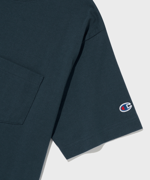 베이직 포켓 반팔 티셔츠 Normal Navy
