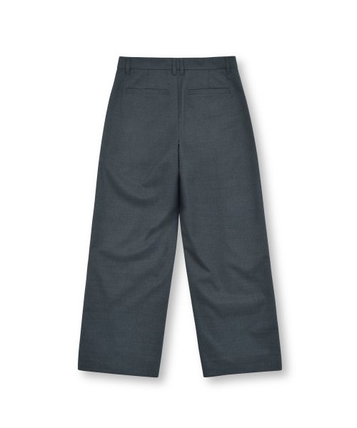 W Wool Wide Pants, Charcoal