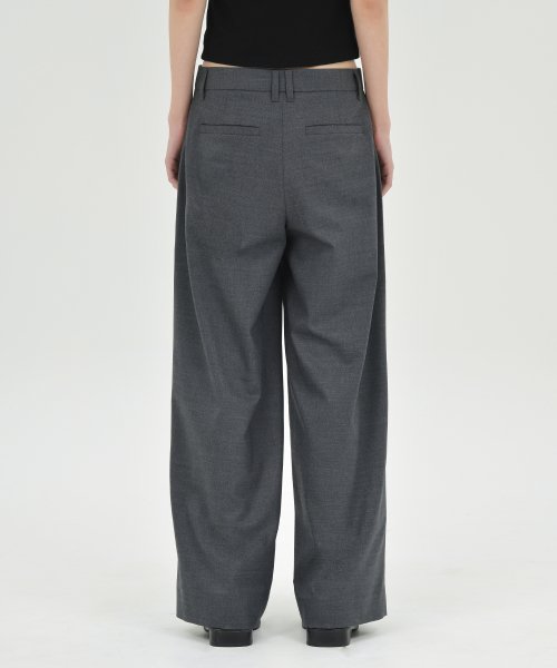 W Wool Wide Pants, Charcoal