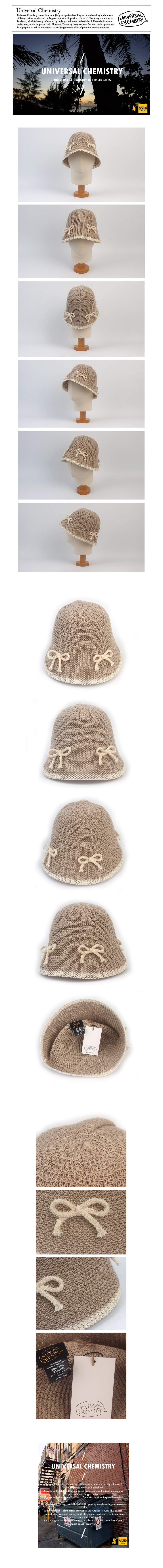 MUSINSA | UNIVERSAL CHEMISTRY Ribbon Edge Beige Linen Bucket Hat