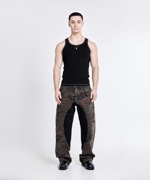 Lining cargo pants - camo black