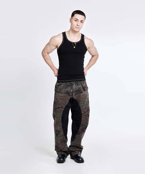 Lining cargo pants - camo black