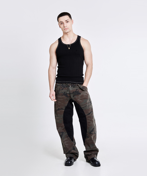 Lining cargo pants - camo black