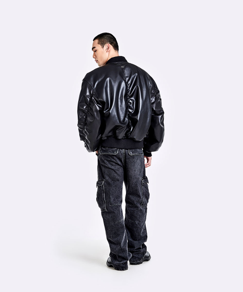Denim cargo pants - Washed black