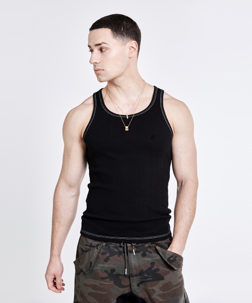 CONTRAST BACK LOGO SLEEVELESS - Black