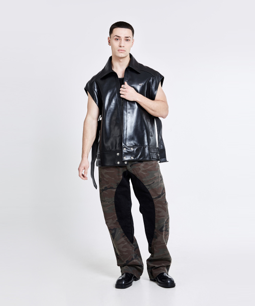 Leather Vest - black