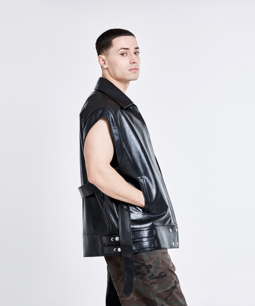 Leather Vest - black