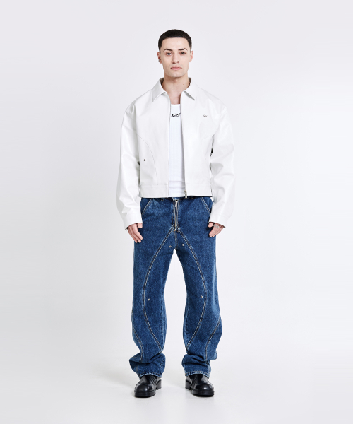 Bulky Leather Jacket - White