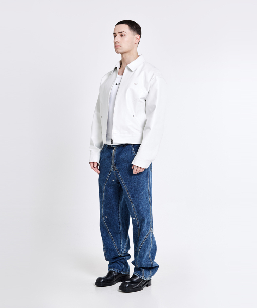 Bulky Leather Jacket - White
