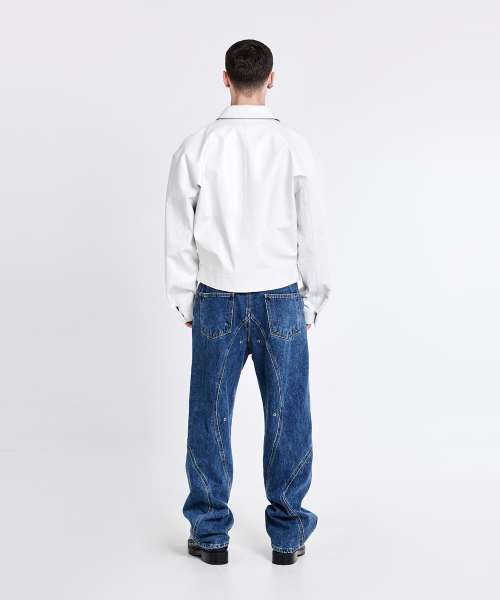 Bulky Leather Jacket - White