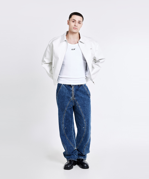 Bulky Leather Jacket - White