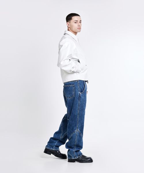 Bulky Leather Jacket - White