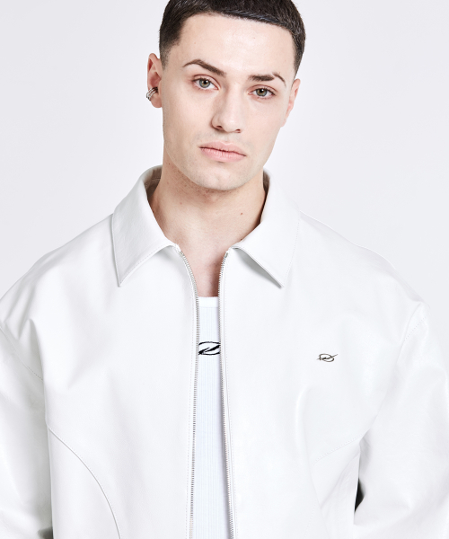 Bulky Leather Jacket - White