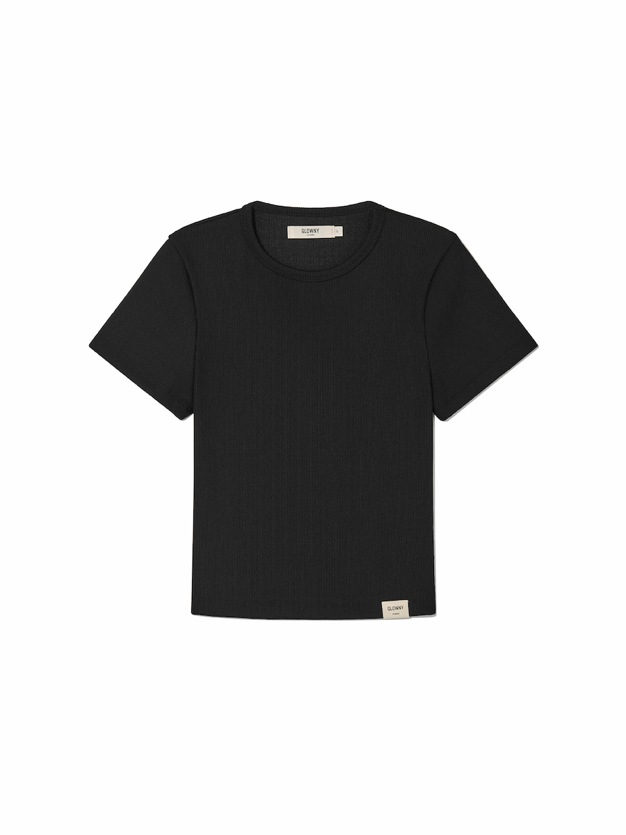 MUSINSA公式 | GLOWNY G CLASSIC RIB CREW NECK TEE (BLACK)