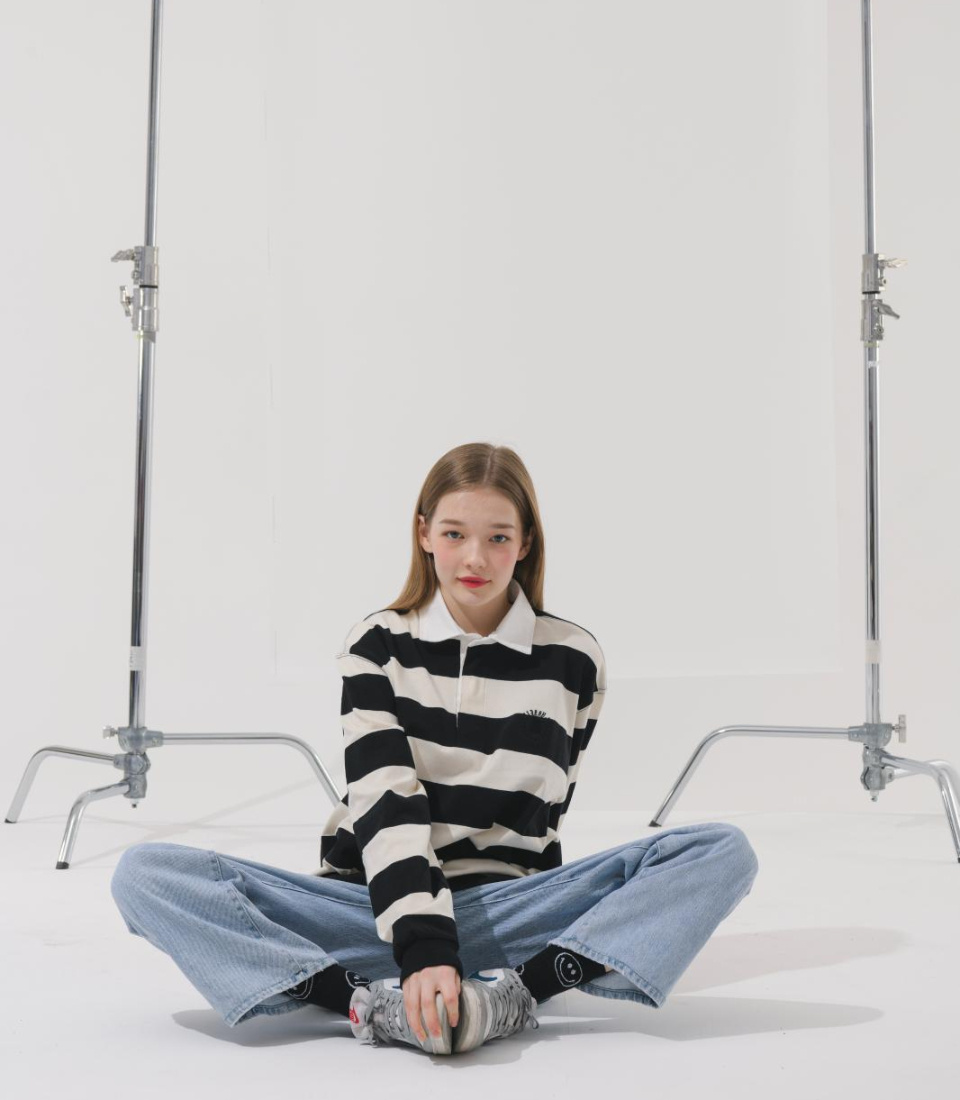 바쥬비쥬(BAJOO BIJOO) CIRCLE EMBROIDERY OVER-FIT RUGBY SHIRT [BLACK] - 사이즈 ...