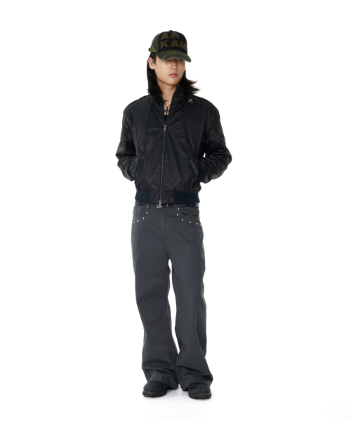 Piping Leather Blouson (Black)