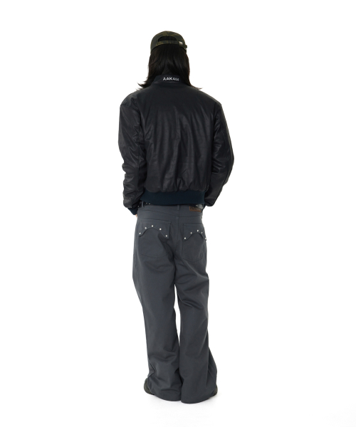 Piping Leather Blouson (Black)