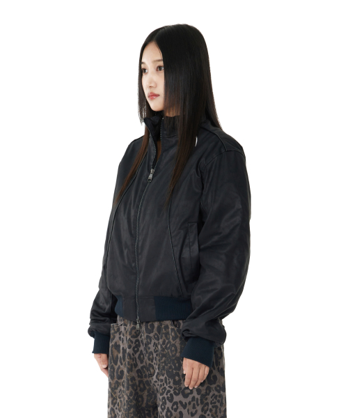 Piping Leather Blouson (Black)