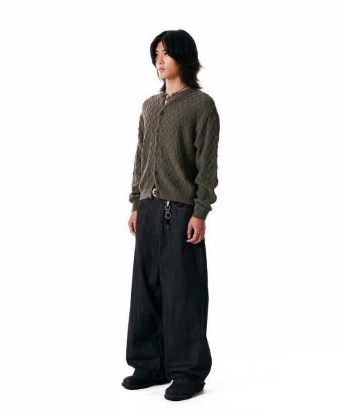 Mixed Pattern Cardigan (Khaki)