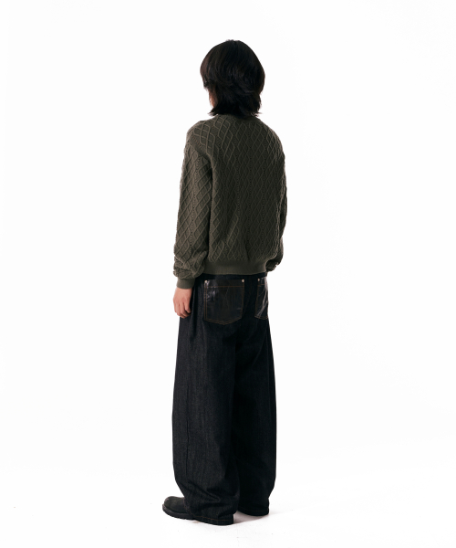 Mixed Pattern Cardigan (Khaki)