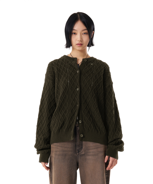Mixed Pattern Cardigan (Khaki)