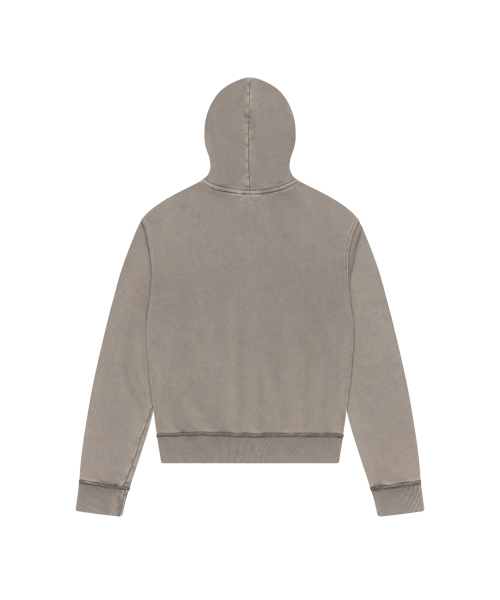Washed Logo Zip-Up Hoodie (Khaki)