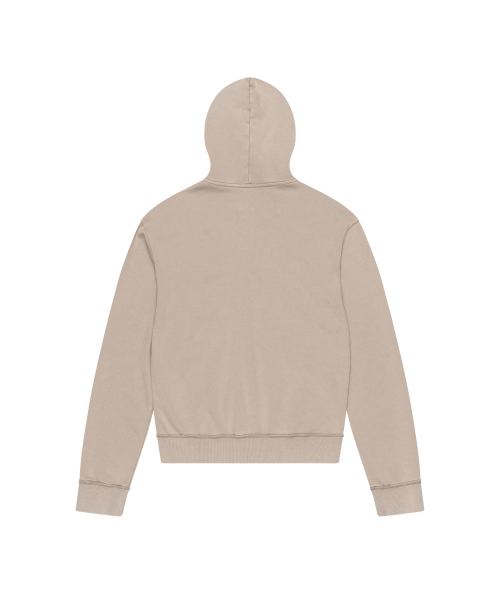 Washed Logo Zip-Up Hoodie (Beige)