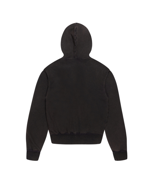 Washed Logo Zip-Up Hoodie (Black)