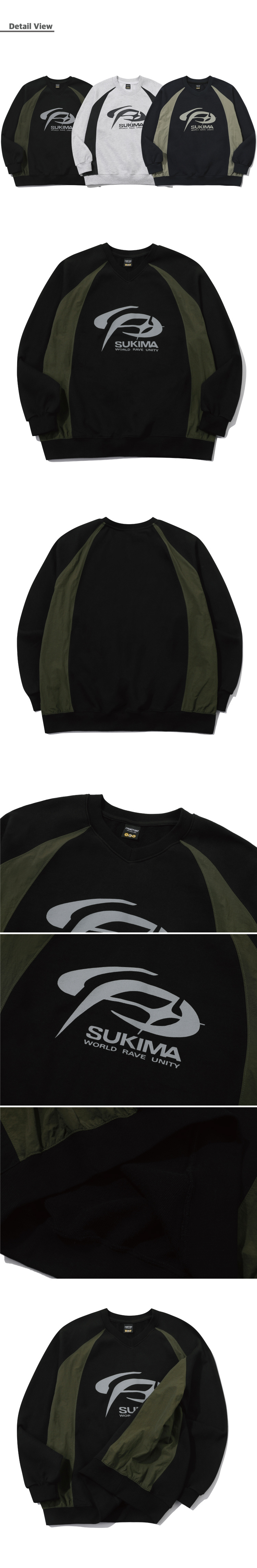 RAGLAN PANEL SWEATSHIRT - 3 COLORS BLACK