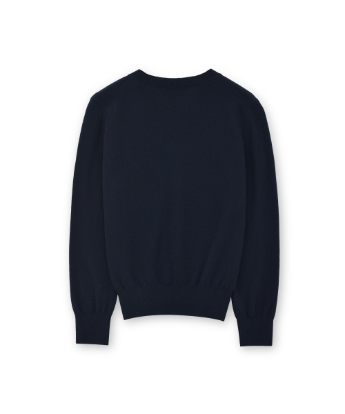 W EXTRA SUPER FINE V NECK KNIT, 다크 네이비