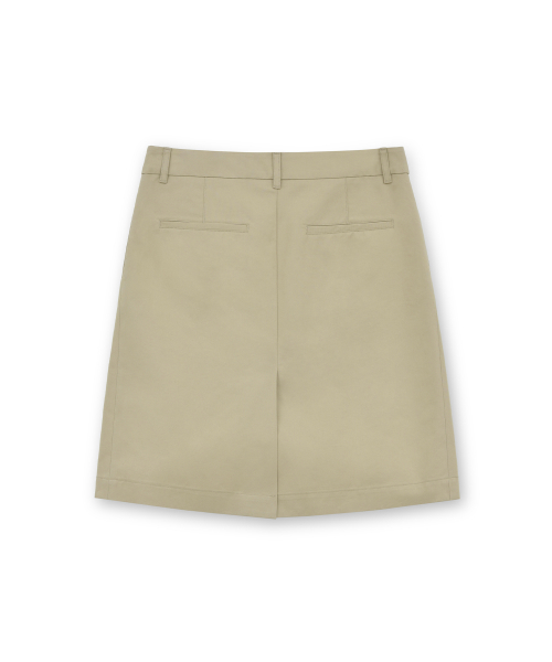 W Pleats Skirt, Beige