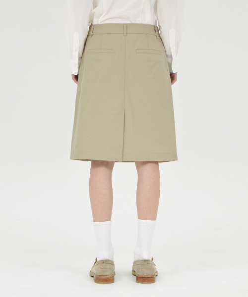 W Pleats Skirt, Beige