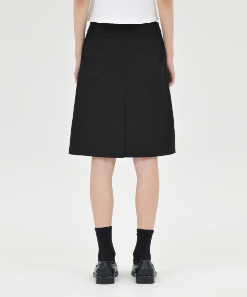 W Pleats Skirt, Black